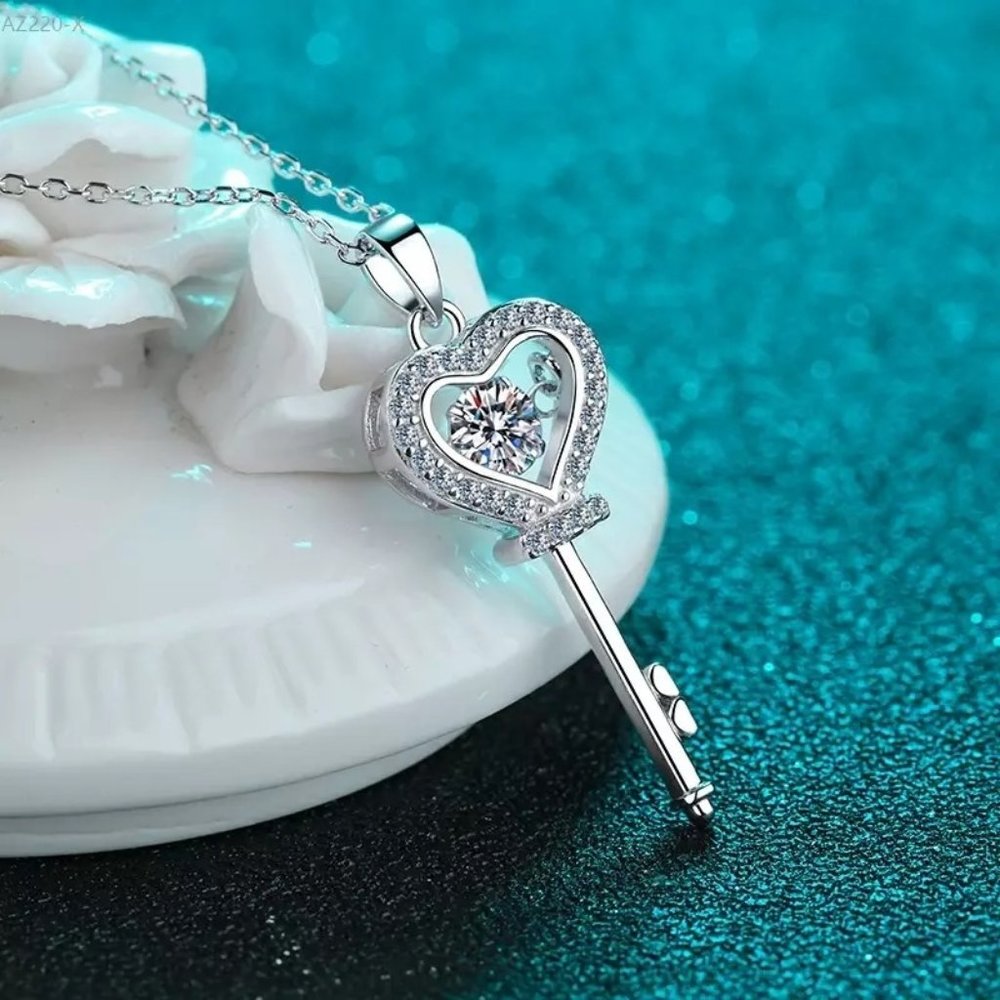 Certified 1/2ct. t.w. Diamond Dancing Key Necklace